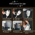 White USB galaxy projector lamp with adjustable focus and flexible cable