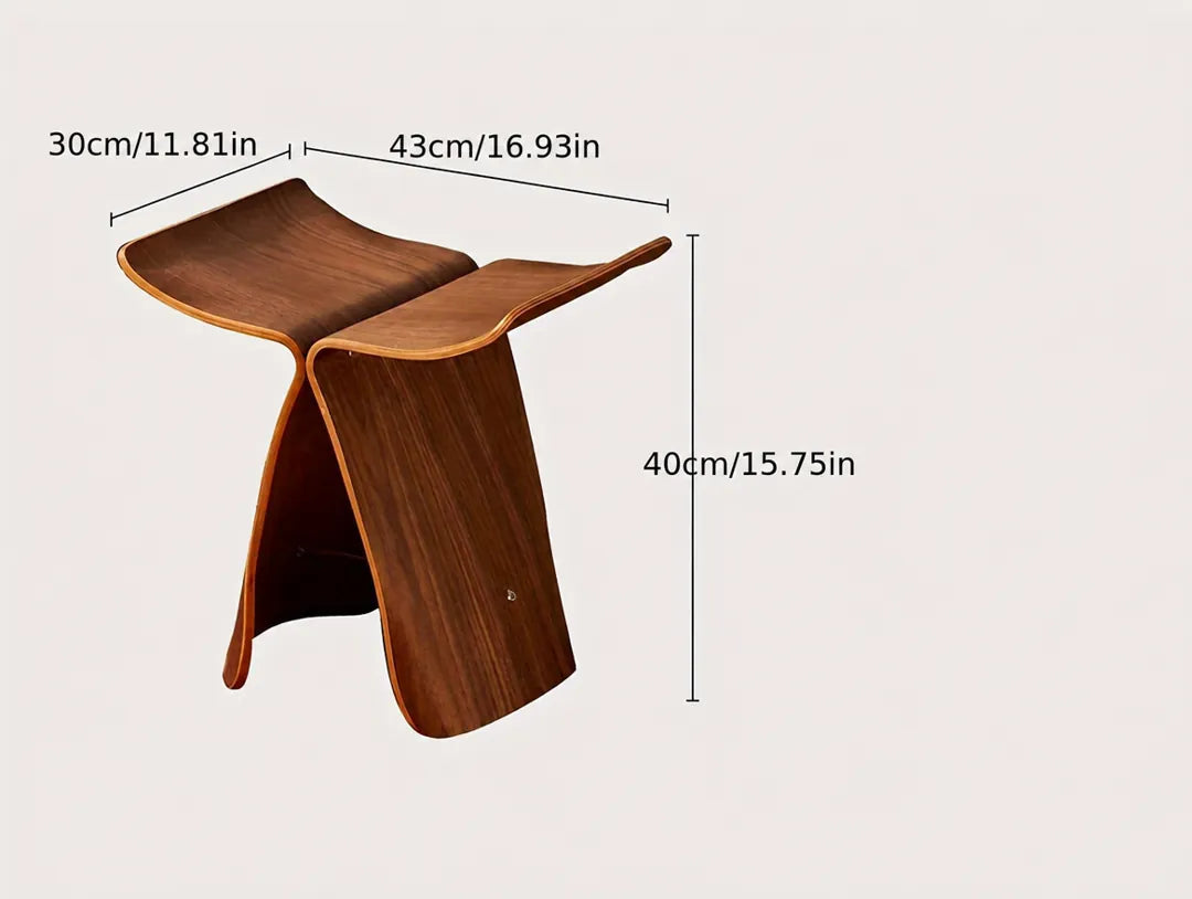 Flutara - Butterfly Stool Compact Bentwood Design - Black