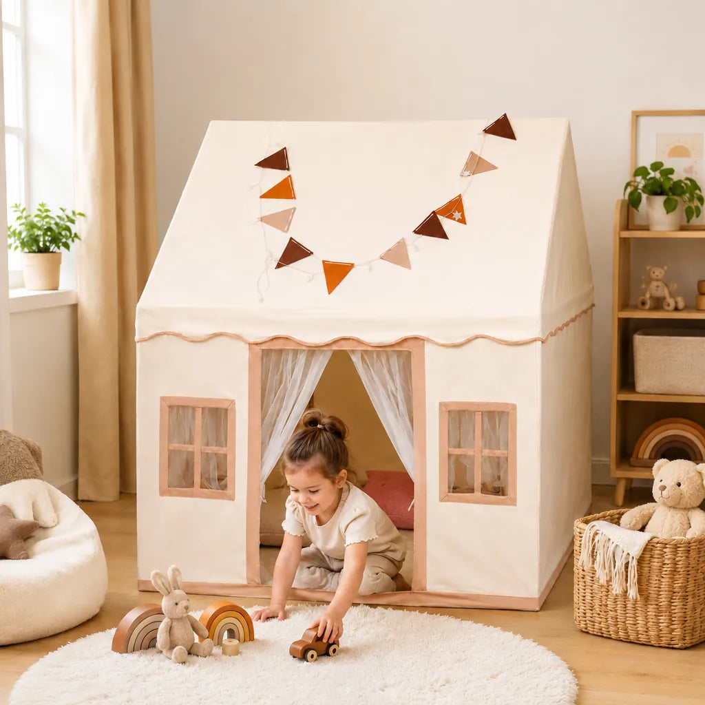 Playori - Kids Indoor Playhouse Tent Foldable - White