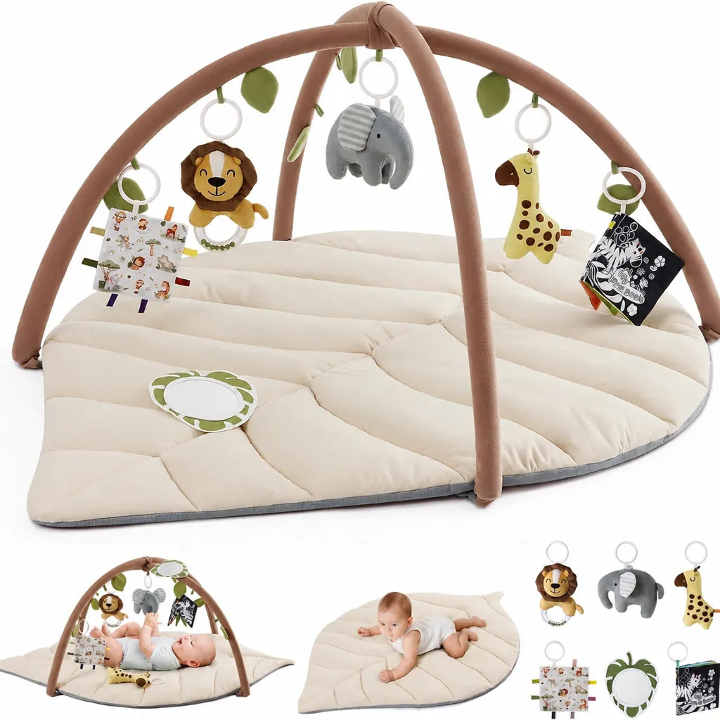 Safaryl - Leaf Shape Baby Activity Play Gym Mat - Beige