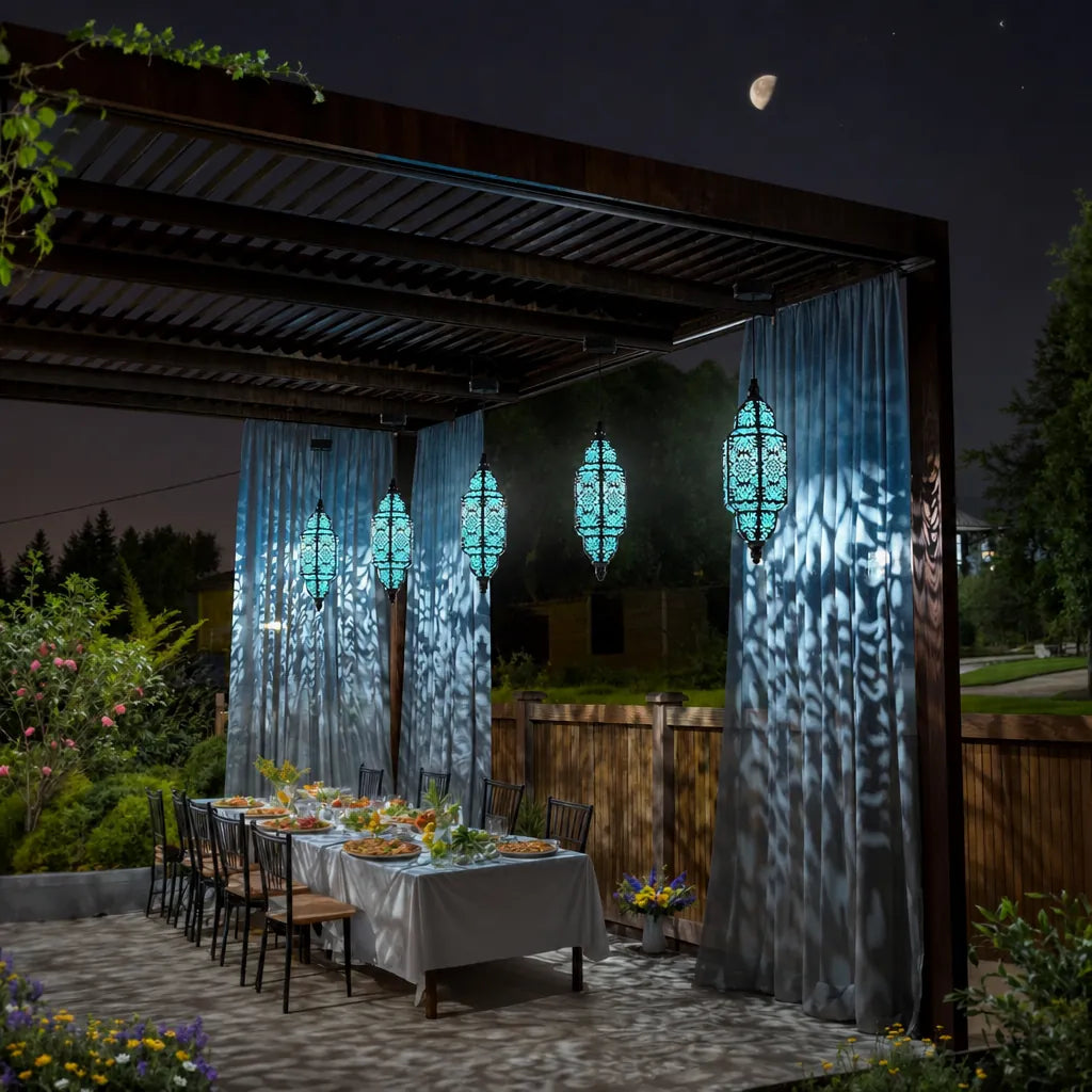 Solaris - Moroccan Solar Hanging Garden Lantern - Copper