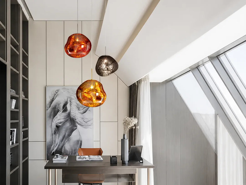 Lavorra - Irregular Molten Glass-Style Pendant Ceiling Light - Yellow