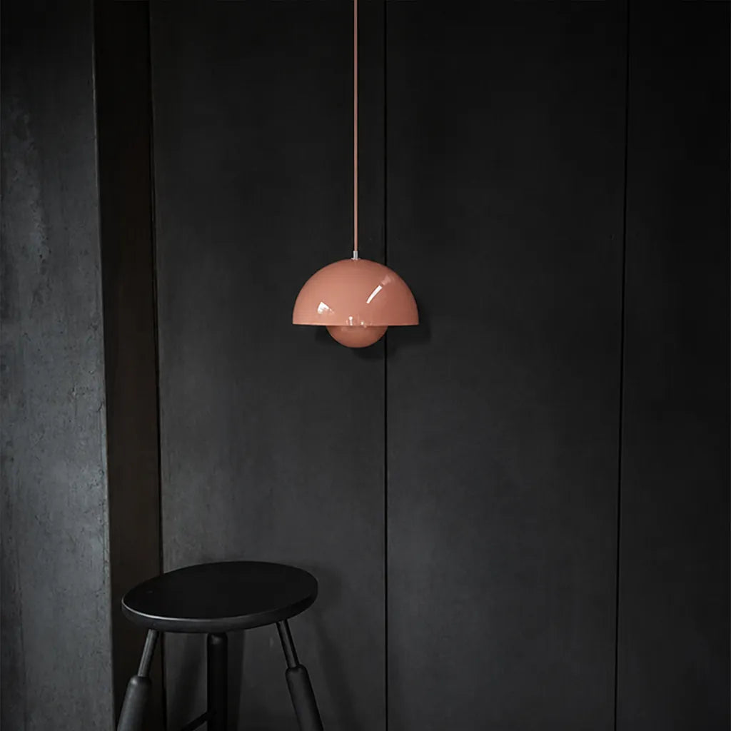 Domvara - Retro Dome Pendant Ceiling Light Fixture - Pink