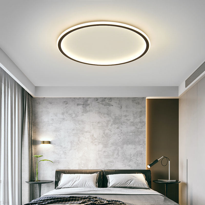 Round LED ceiling light with a circular illuminated ring