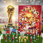 Red football advent calendar with 24 numbered doors and player artwork