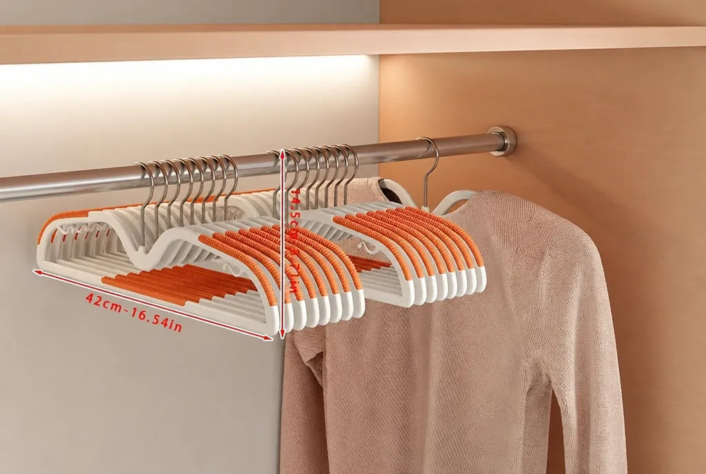Slimvora - Space-Saving Anti-Slip Coat Hangers Set - Orange