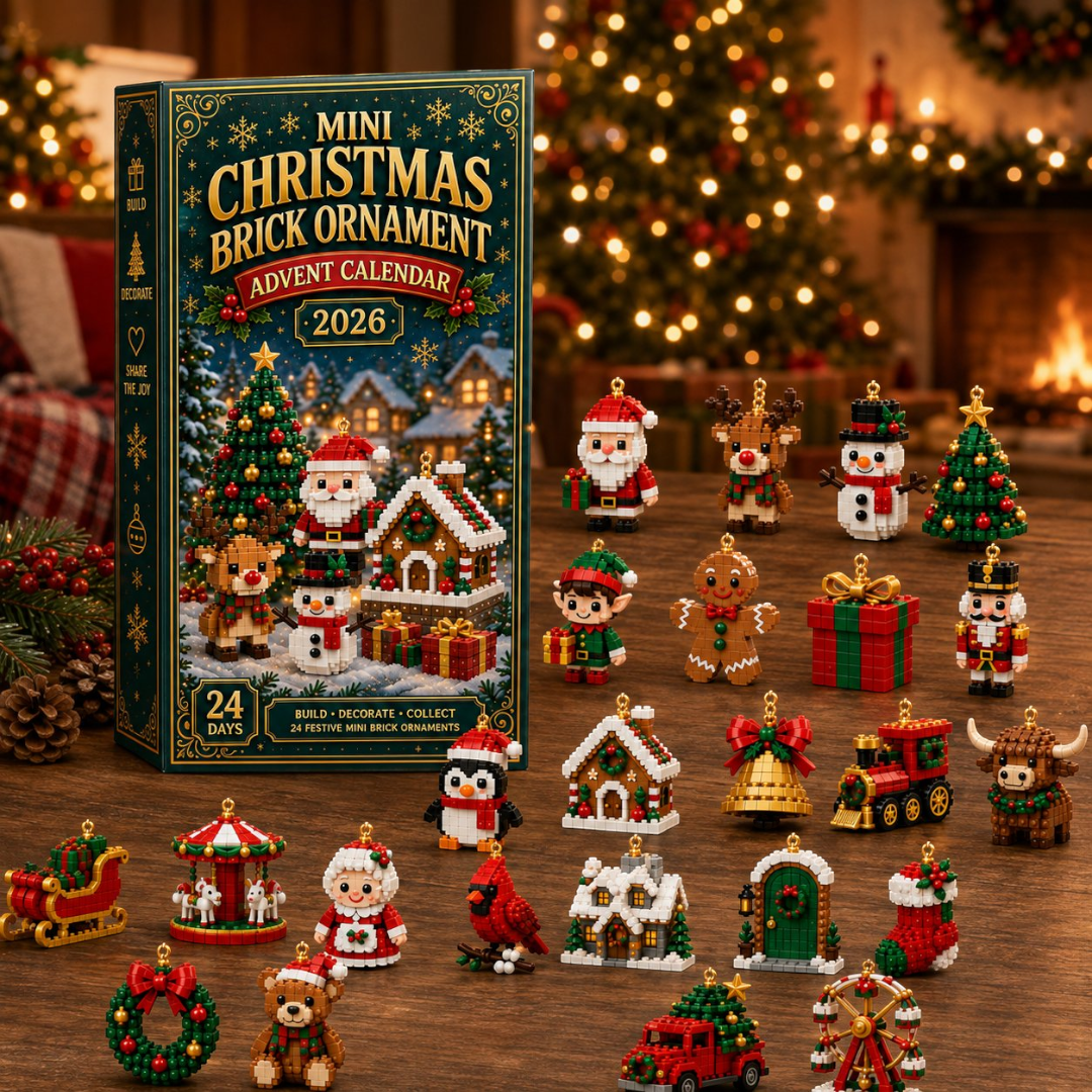 24-day Christmas advent calendar with colourful mini brick ornaments