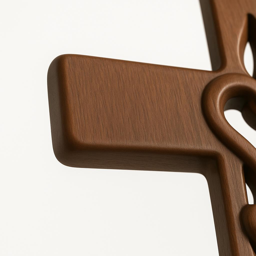 Intertwined heart cross wall decor with raised heart details