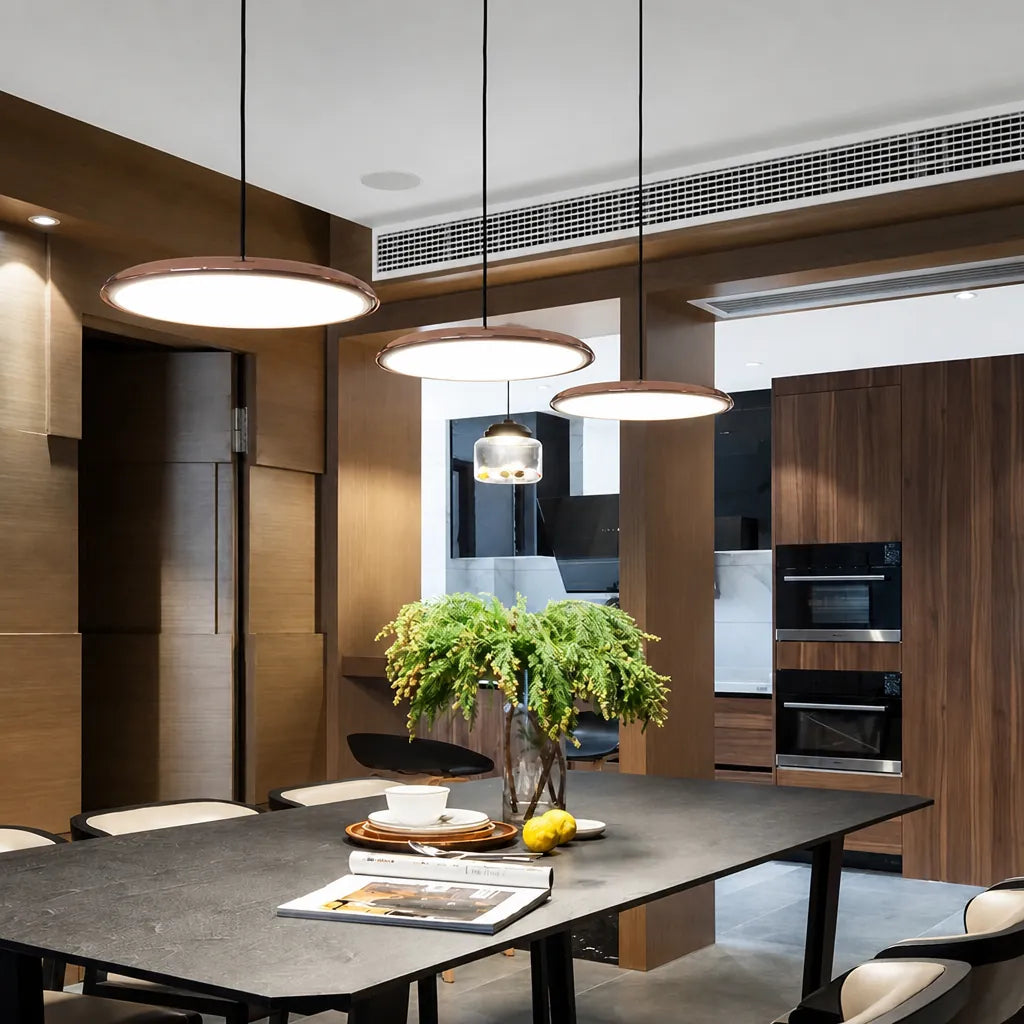 Diskara - Flat Round LED Pendant Ceiling Light - White
