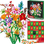 Colourful flower bouquet advent calendar with 24 numbered compartments