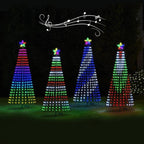 Multicolour outdoor Christmas tree LED lightshow with illuminated star topper