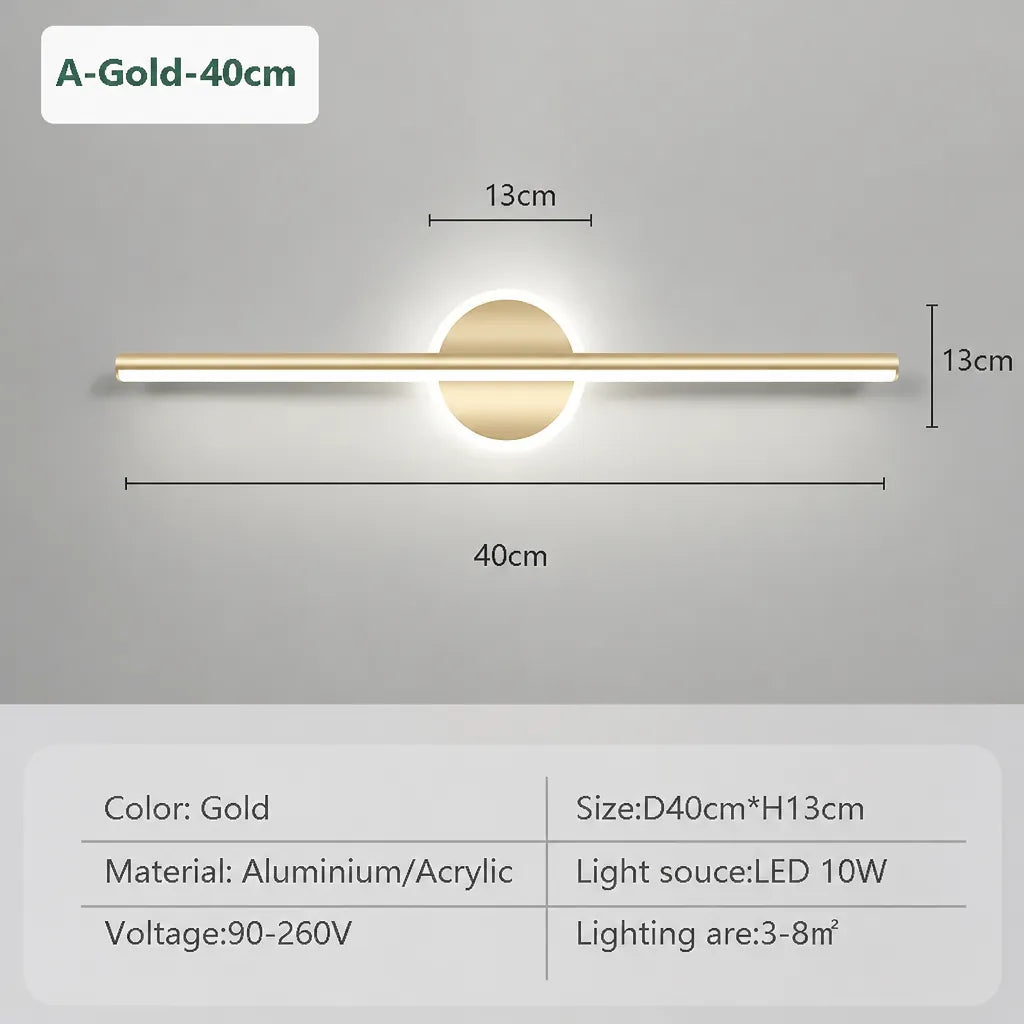 Linovo - Bar and Circle Wall Light LED Modern - Black 40cm