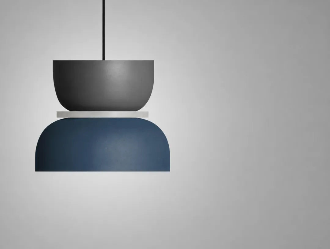 Stackova - Layered Colourful Pendant Ceiling Light Fixture - Medium Grey & Blue