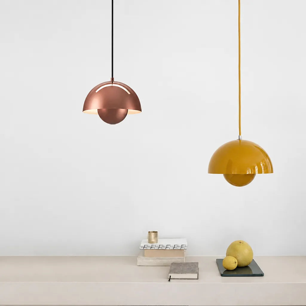 Domvara - Retro Dome Pendant Ceiling Light Fixture - Yellow