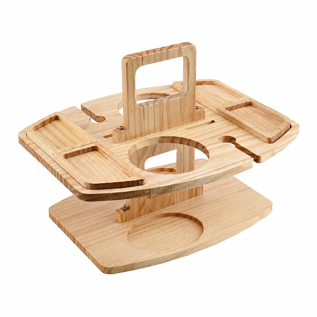 Picnara - Folding Wooden Picnic Wine Table Portable - Light Wood