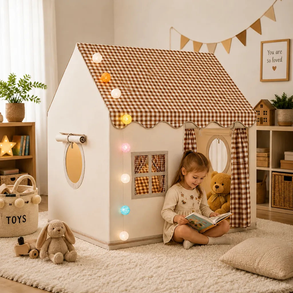 Lumico - Kids Indoor Playhouse Tent with Lights - Beige