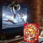 Red football advent calendar with 24 numbered doors and player artwork