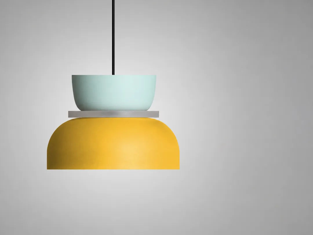 Stackova - Layered Colourful Pendant Ceiling Light Fixture - Large Cyan & Yellow