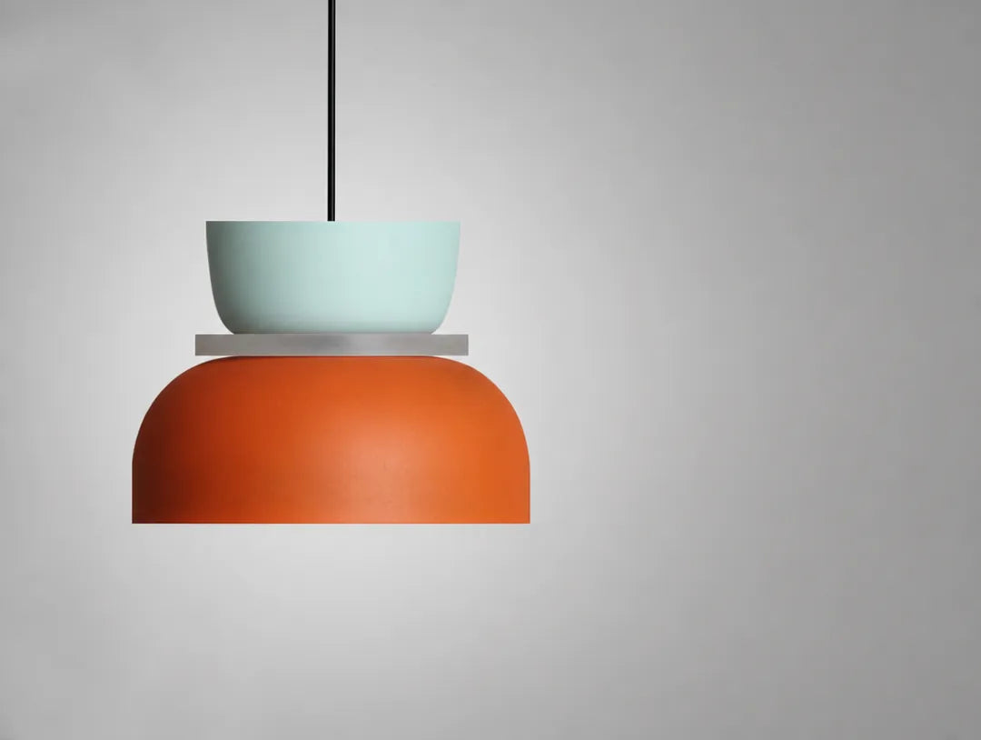 Stackova - Layered Colourful Pendant Ceiling Light Fixture - Large Cyan & Orange