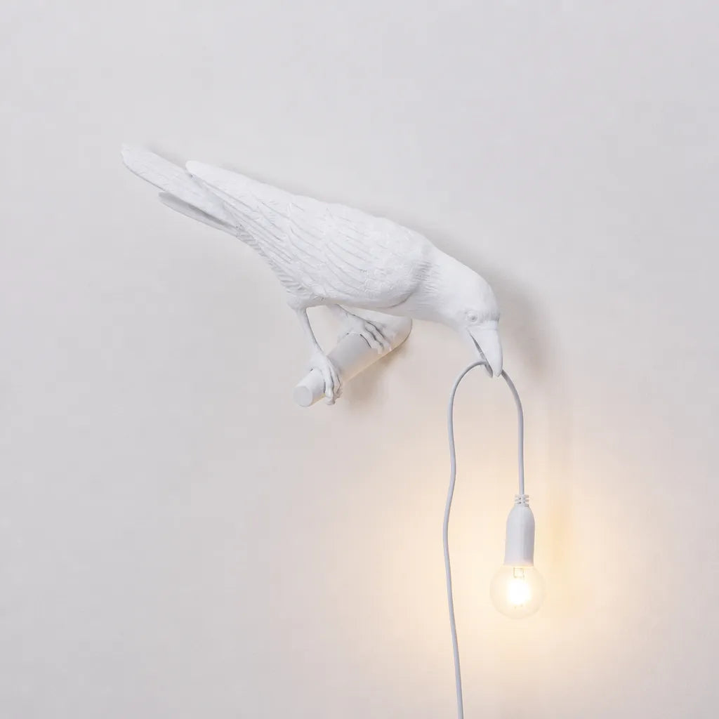 Corvani - Crow Figure Decorative Table Side Lamp - White