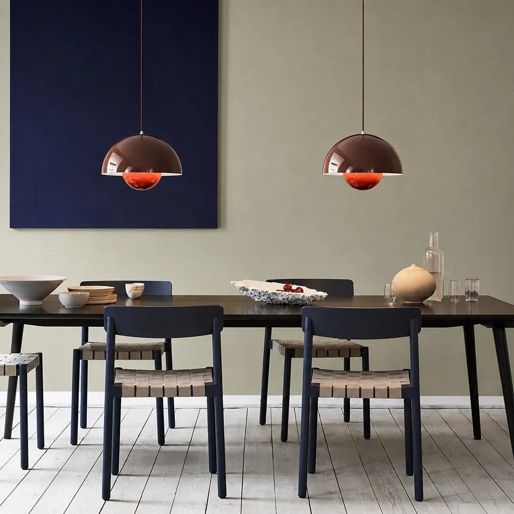 Domvara - Retro Dome Pendant Ceiling Light Fixture - Red