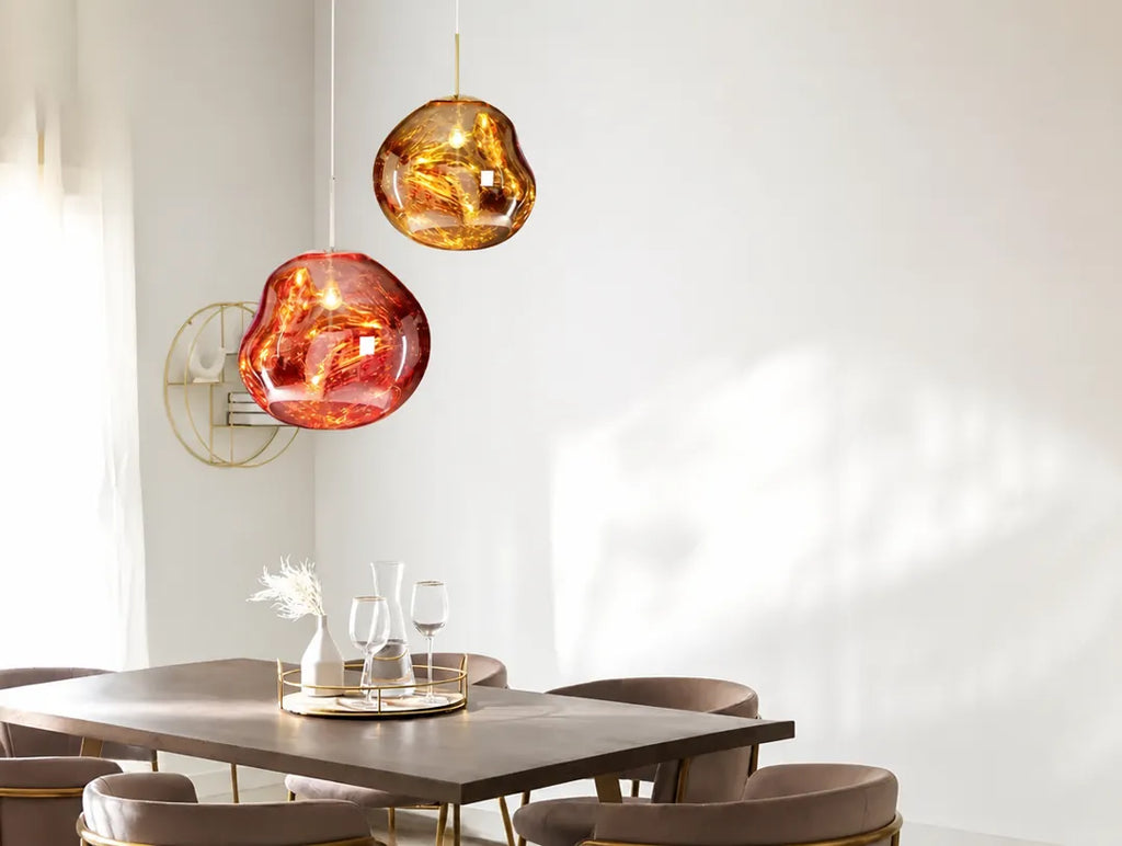 Lavorra - Irregular Molten Glass-Style Pendant Ceiling Light - Yellow