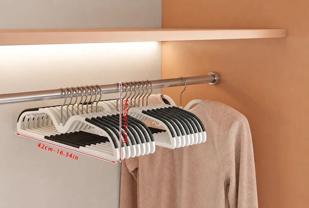 Slimvora - Space-Saving Anti-Slip Coat Hangers Set - Black