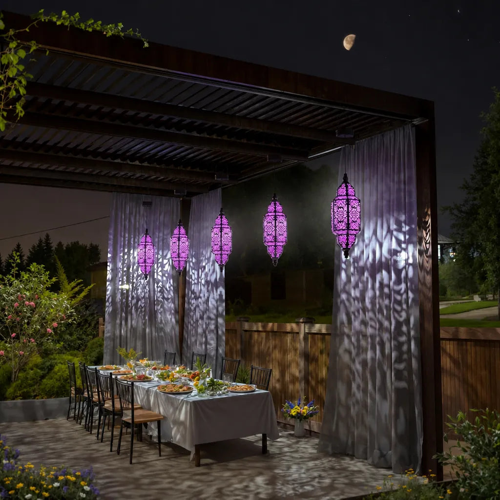 Solaris - Moroccan Solar Hanging Garden Lantern - Copper