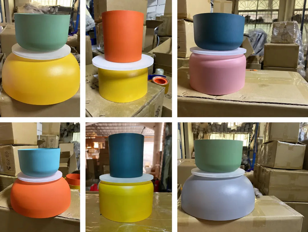 Stackova - Layered Colourful Pendant Ceiling Light Fixture - Large Cyan & Orange