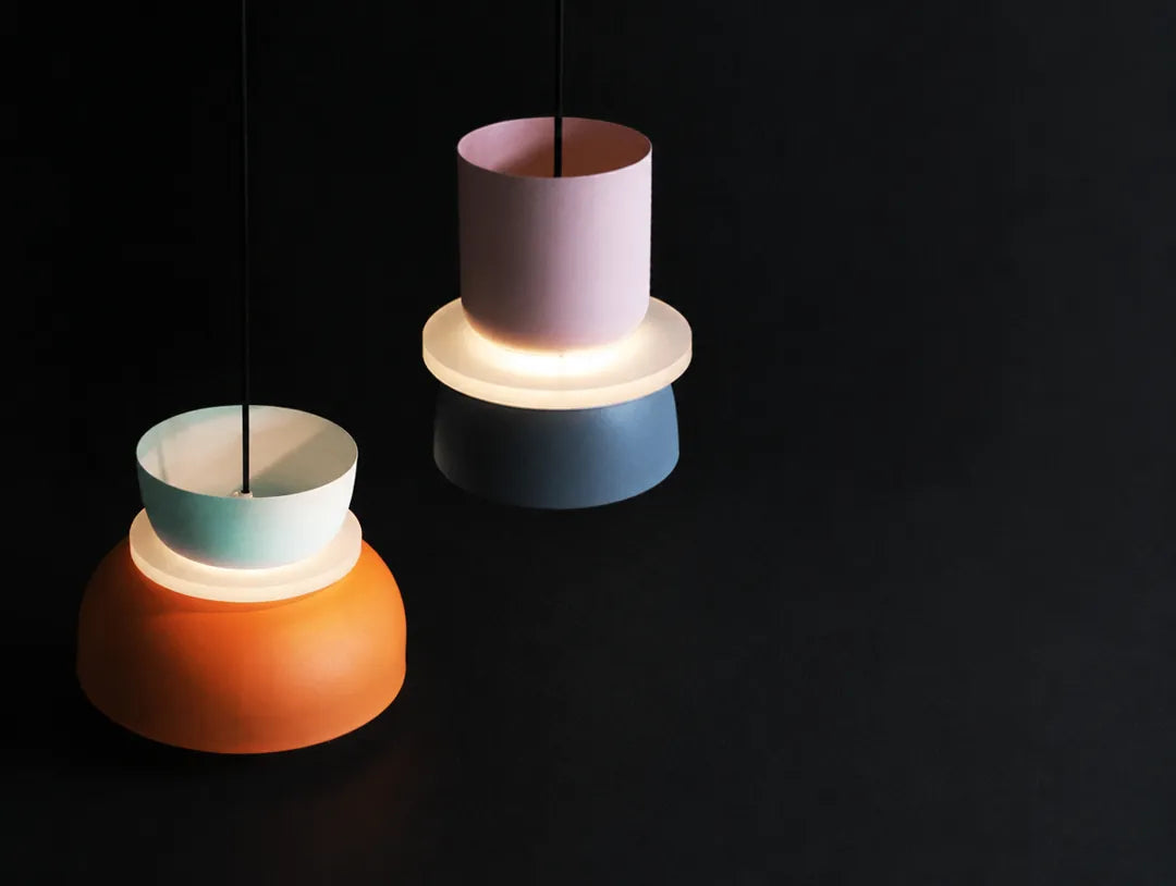 Stackova - Layered Colourful Pendant Ceiling Light Fixture - Small Pink & Blue