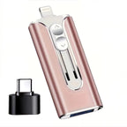 Compact 4-in-1 USB flash drive with sliding multi-connector design and black cover