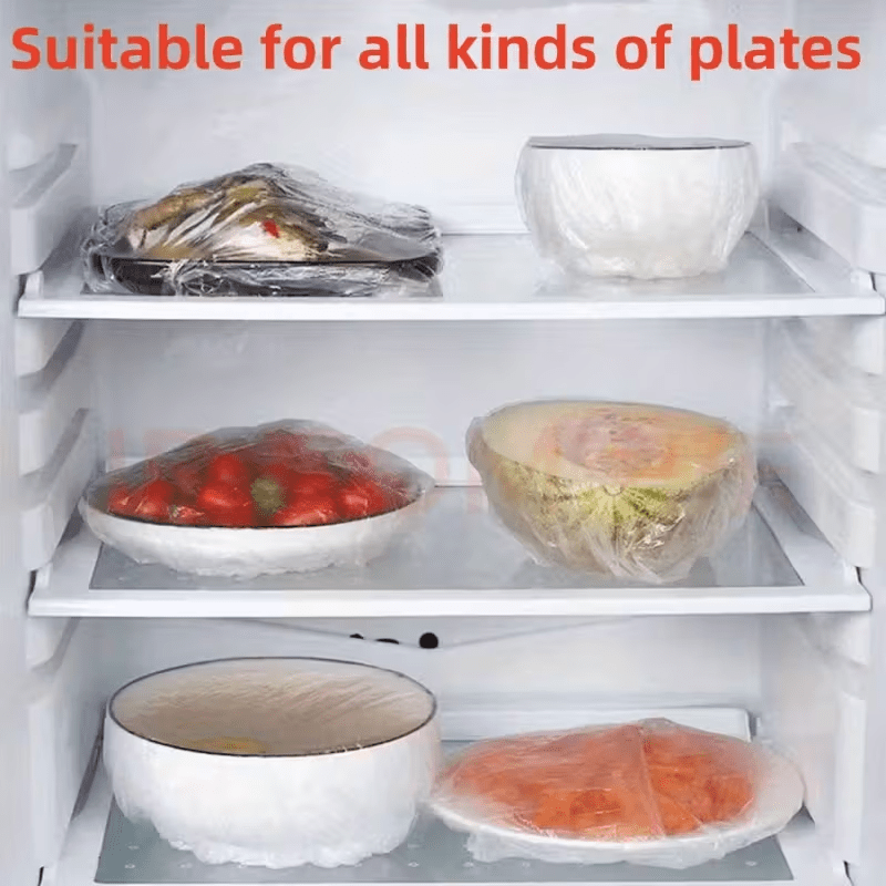 Pack of clear disposable elastic food covers for bowls and plates
