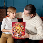 Red football advent calendar with 24 numbered doors and player artwork