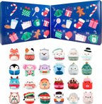 Blue 24-day Christmas advent calendar with colourful plush character figures