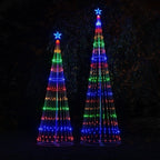 Multicolour outdoor Christmas tree LED lightshow with illuminated star topper