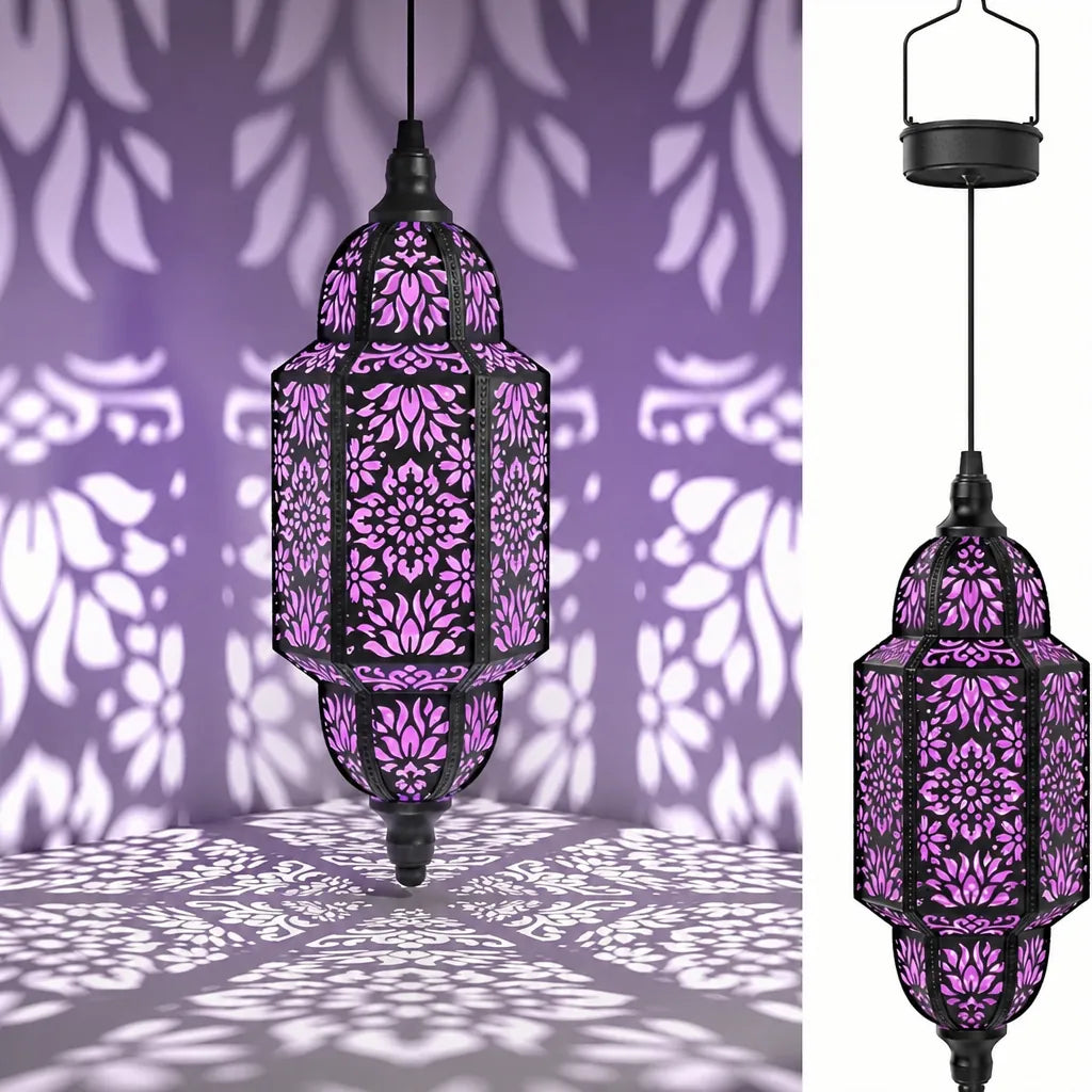 Solaris - Moroccan Solar Hanging Garden Lantern - Purple