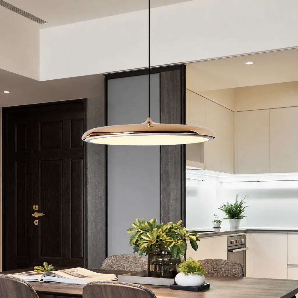 Diskara - Flat Round LED Pendant Ceiling Light - White
