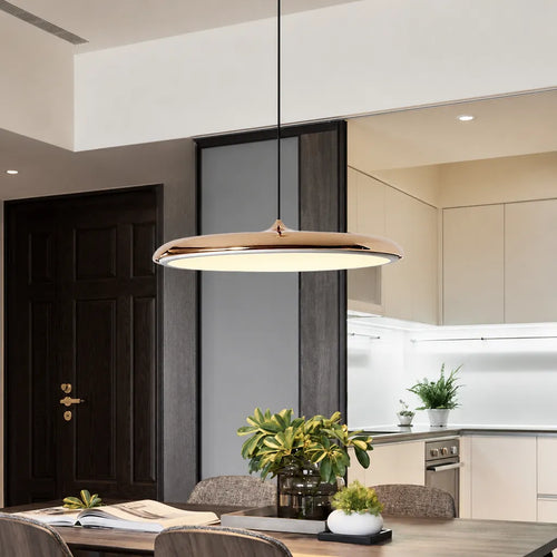 Diskara - Flat Round LED Pendant Ceiling Light - White