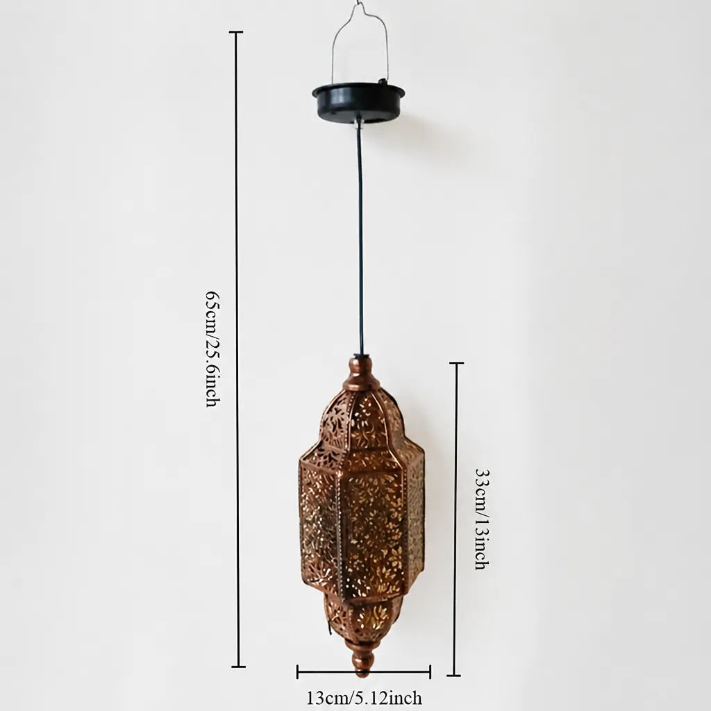 Solaris - Moroccan Solar Hanging Garden Lantern - Gold