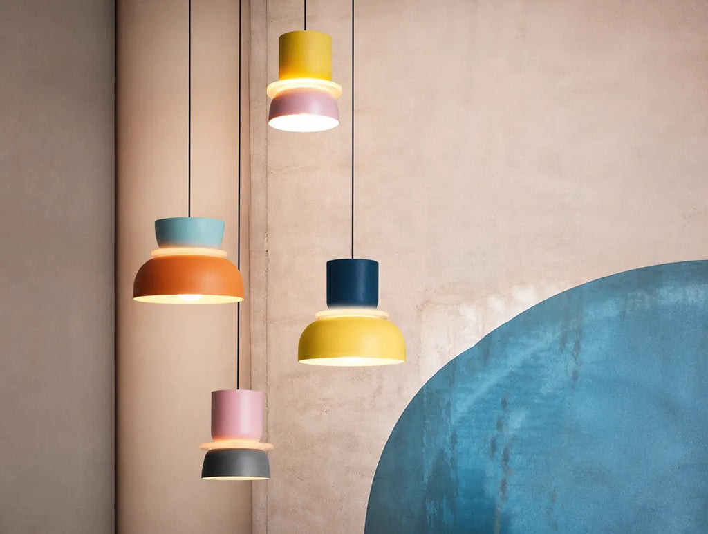 Stackova - Layered Colourful Pendant Ceiling Light Fixture - Small Yellow & Pink