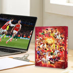 Red football advent calendar with 24 numbered doors and player artwork