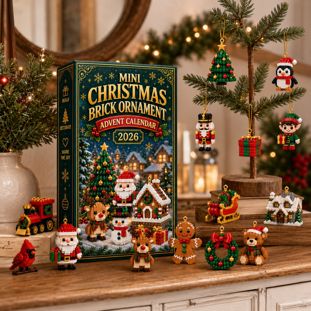 24-day Christmas advent calendar with colourful mini brick ornaments