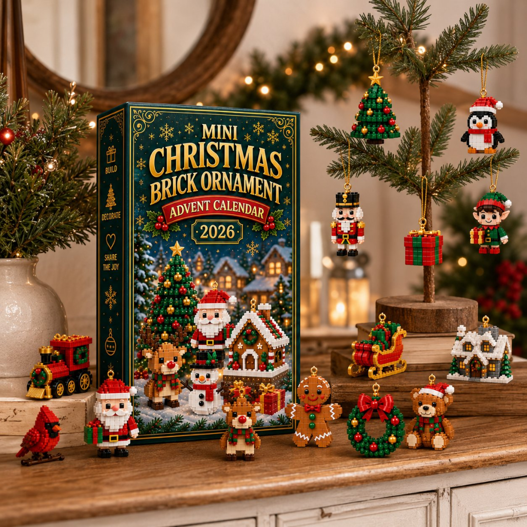 24-day Christmas advent calendar with colourful mini brick ornaments