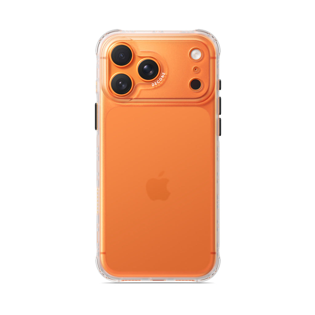 Clear translucent iPhone case with white circular ring and camera cutout