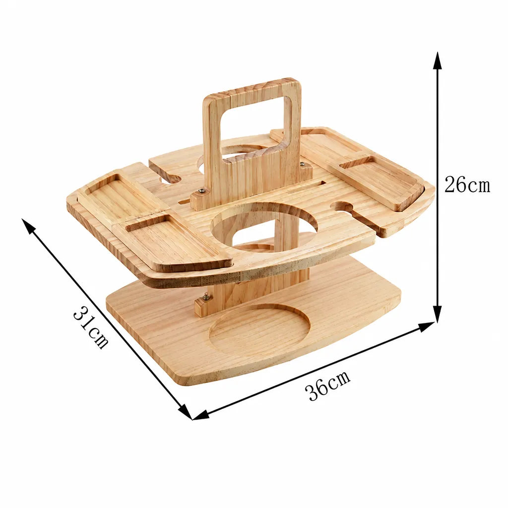 Picnara - Folding Wooden Picnic Wine Table Portable - Dark Brown