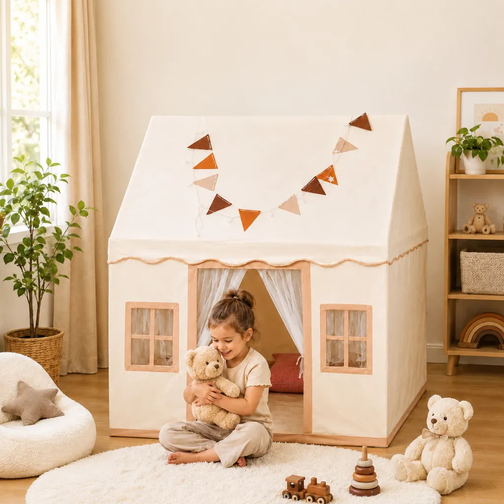 Playori - Kids Indoor Playhouse Tent Foldable - White
