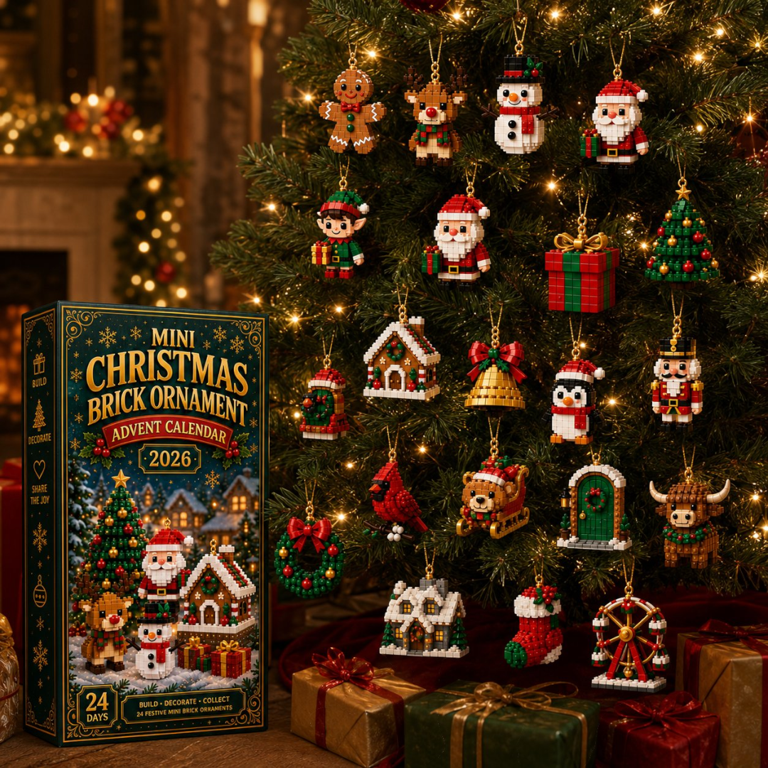 24-day Christmas advent calendar with colourful mini brick ornaments