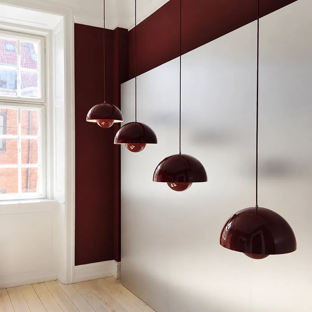 Domvara - Retro Dome Pendant Ceiling Light Fixture - Red