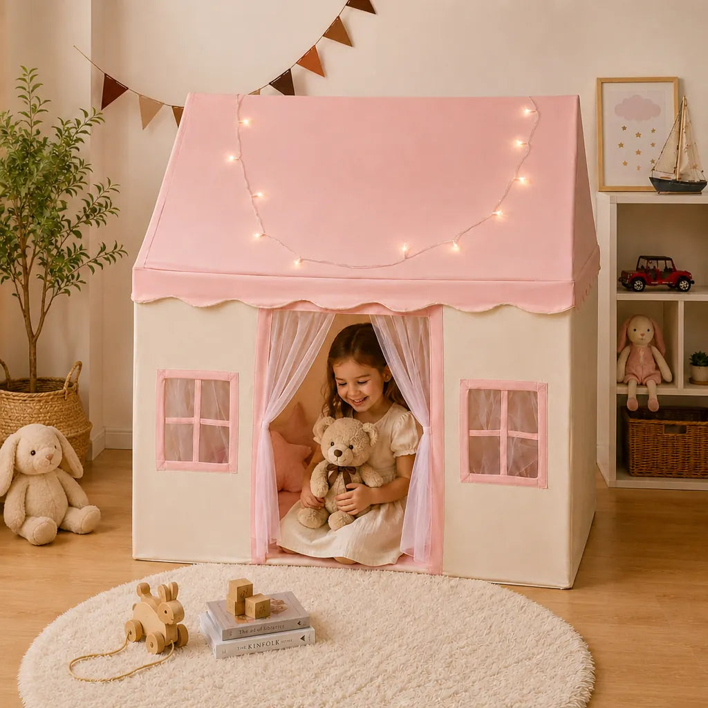 Playori - Kids Indoor Playhouse Tent Foldable - Pink