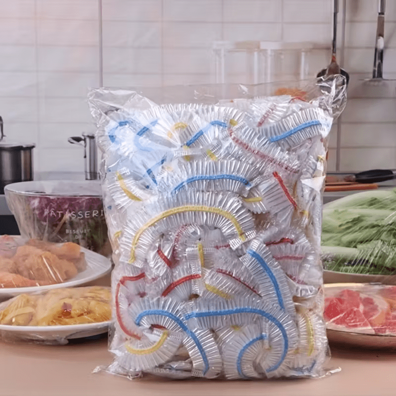 Pack of clear disposable elastic food covers for bowls and plates